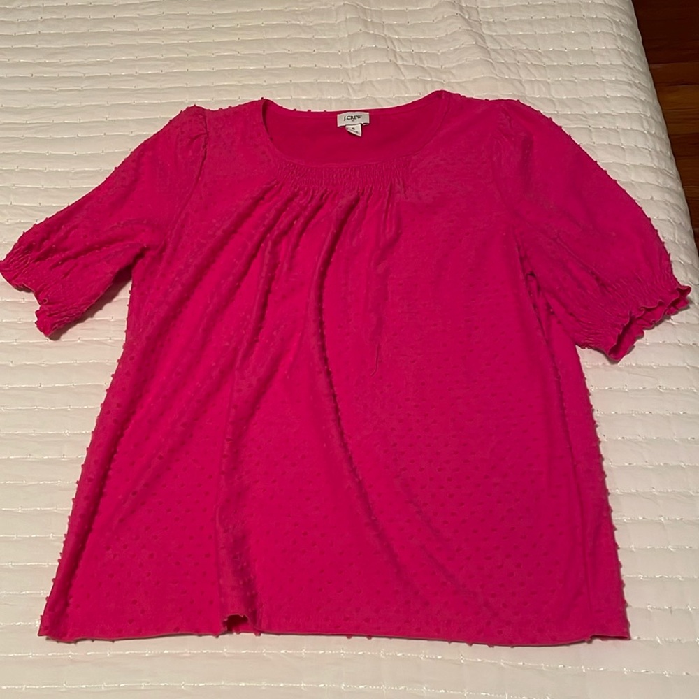 J. Crew Factory Pink Puff Sleeve Top